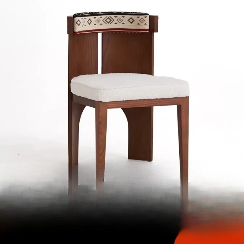 

Medieval solid wood chair, white household high-end makeup chair