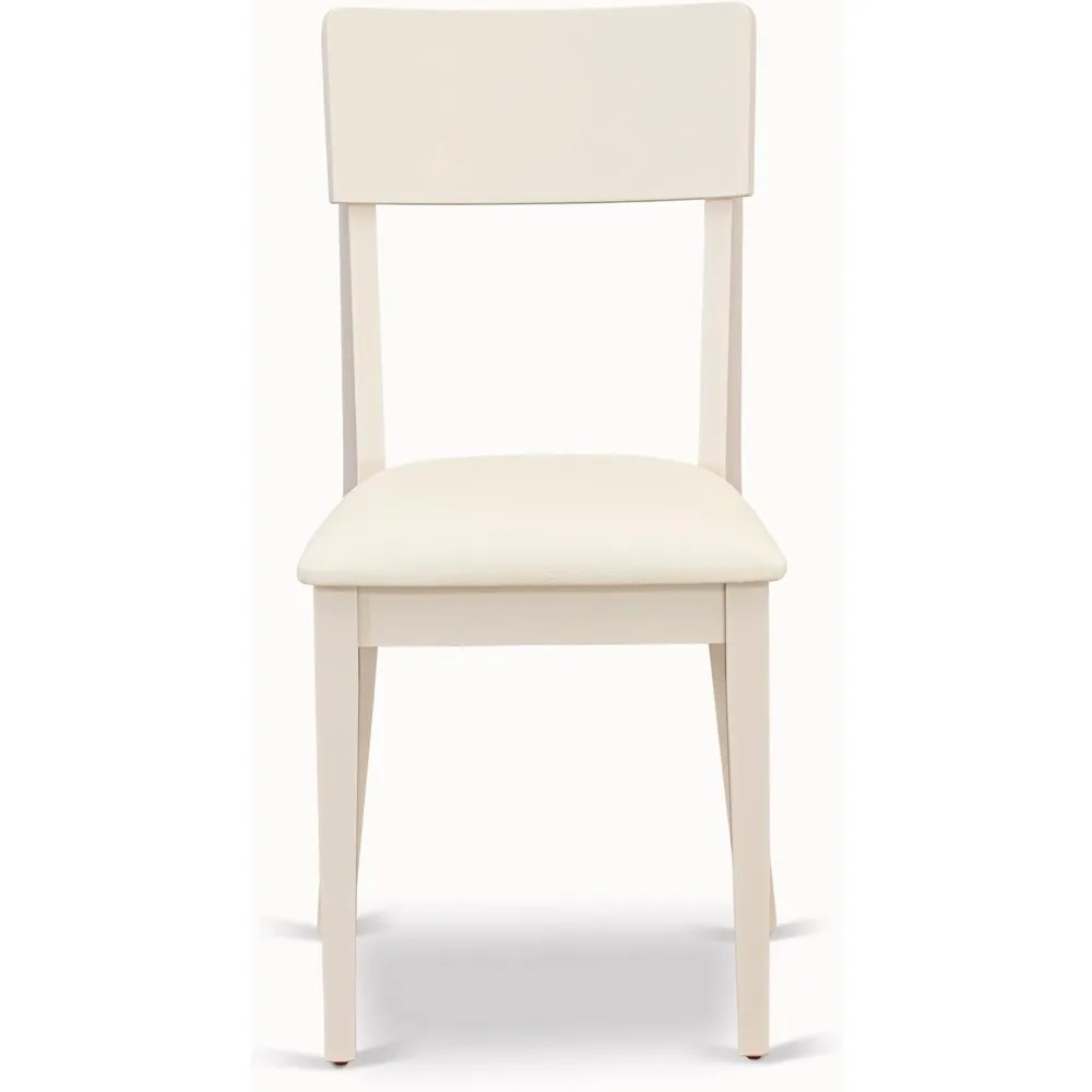 كراسي تناول الطعام أندي من East West Furniture - طقم منجد من الجلد الصناعي باللون الأبيض الكتاني مكون من قطعتين #4