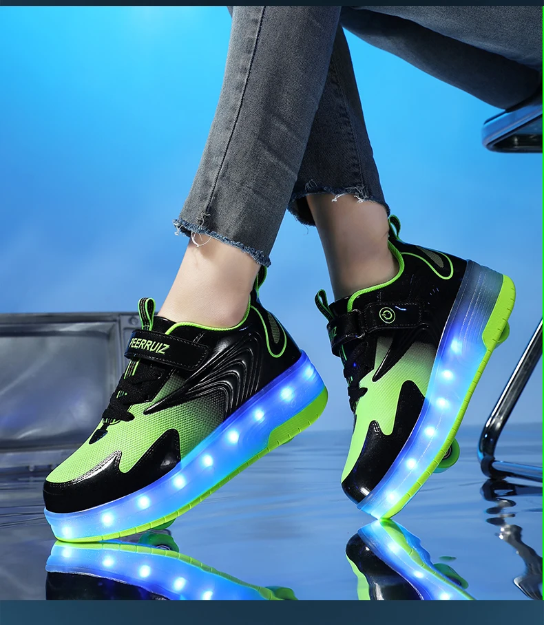 Kinder Turnschuhe USB Aufladen Leuchten Skates Schuhe Jungen Mädchen Casual Skateboard Schuh Rollschuh Outdoor Sport Schuhe Mit LED – Detail 11