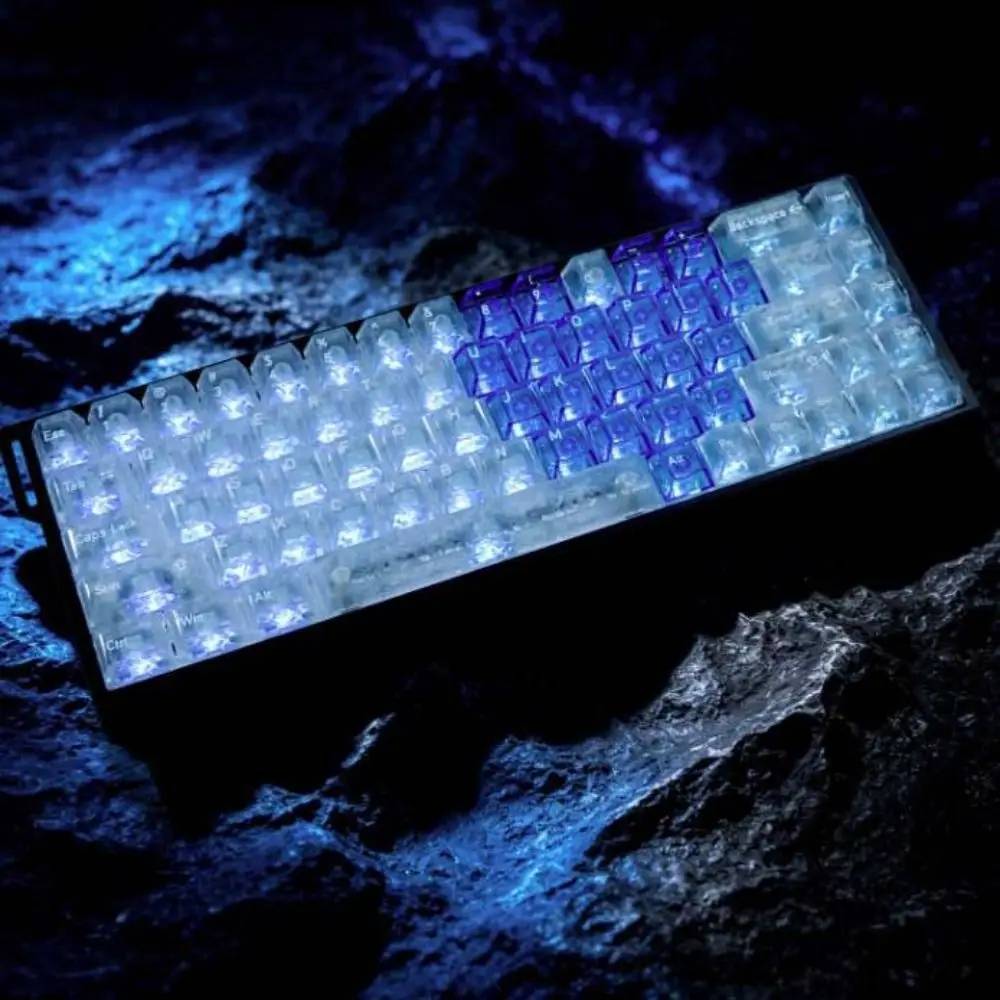 Full Transparent Red Love Heart Keycaps Ice Transparent Crystal Clear Mechanical Keyboard Keycaps PBT Transparent Keycaps Set