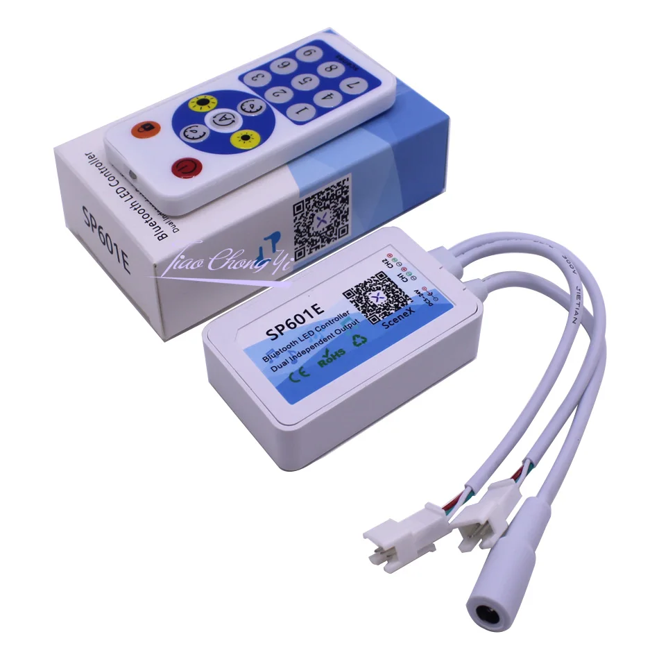 SP601E WS2812B WS2811 DC5V-24V Music Controller Built In Mic Dual Signal Addressable Pixels LED RGB Strip Light IOS/Android App