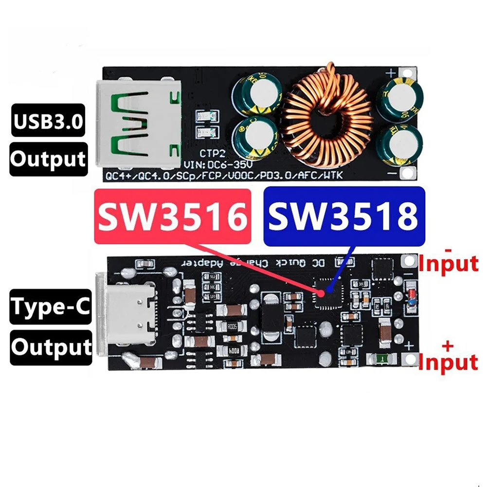 QC4.0 QC3.0 USB Type-C Cell Phone Fast Charging Board 6-35V Voltage Reducing Module for Huawei SCP/FCP for Apple PD for Qualcomm