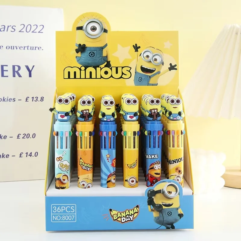 6/36pcs Minions Doll 10-Color Ballpoint Pen Despicable Me Mark Hand-Held Pen 6 Styles Children Student Stationery Gift Wholesale image 3