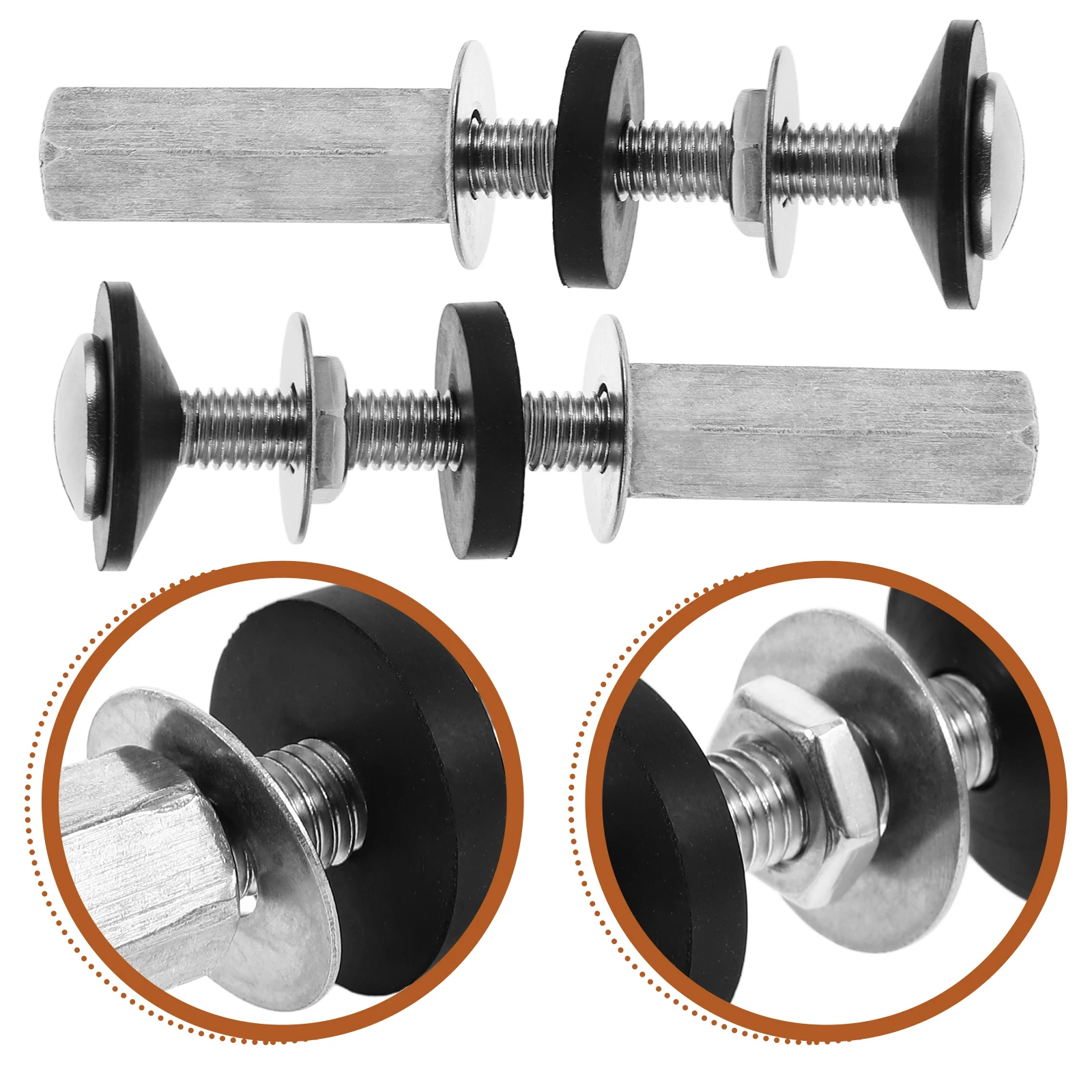 

2pcs Toilet Tank Bolts Gasket 304 Stainless Steel Waterproof Screw Basin Seat Replacement Parts Universal Fit Seat