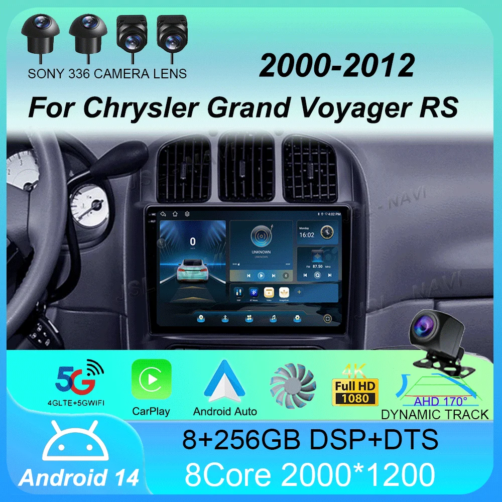 Car Radio Android 14 For Dodge Caravan 4 For Chrysler Grand Voyager RS 2000 - 2012 Navigation GPS Multimedia Video Player Stereo