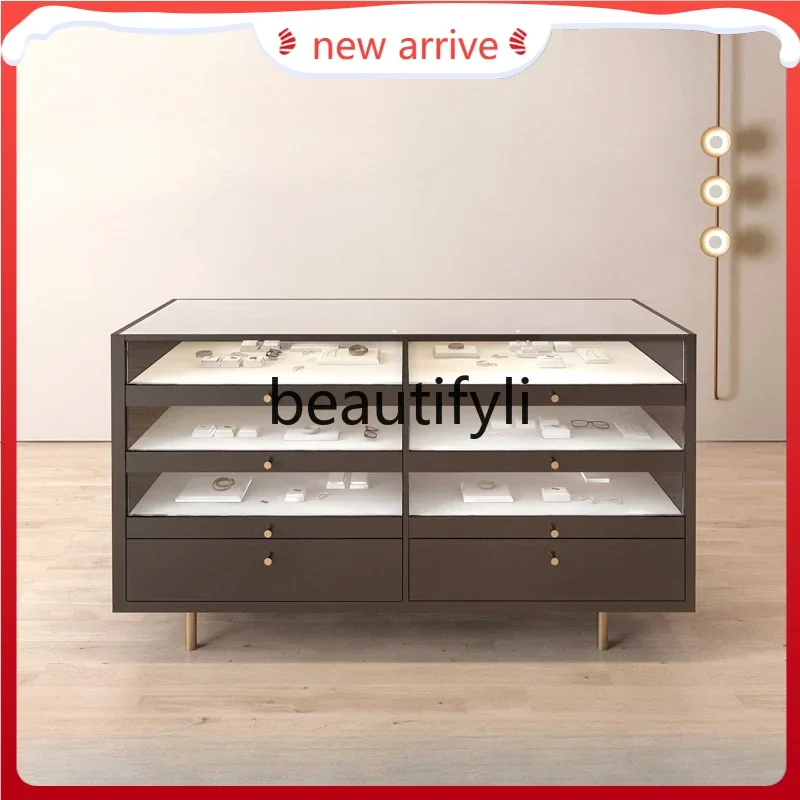 D2520 Glass cabinet three-layer jewelry display  drawer storage cabinet watch jewelry display cabinet