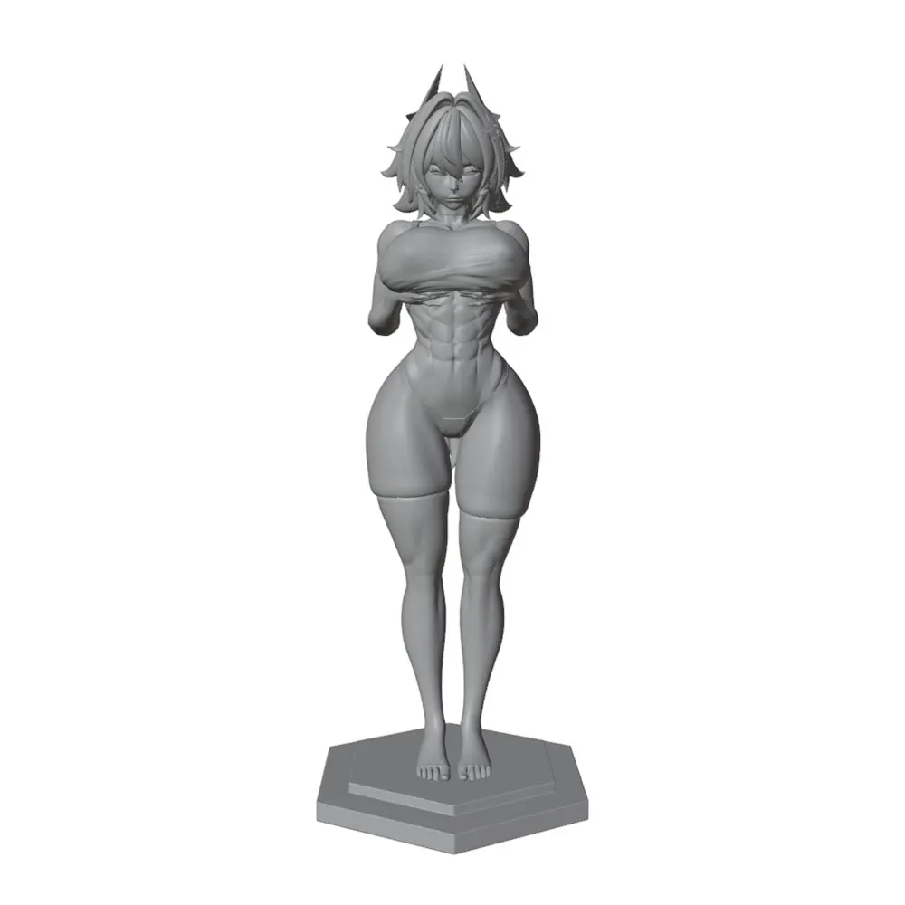 1/24/12/6 Short hair fitness girl muscle lines, sexy girl resin model kit, GK mini 3D printed gray model statue, unpainted