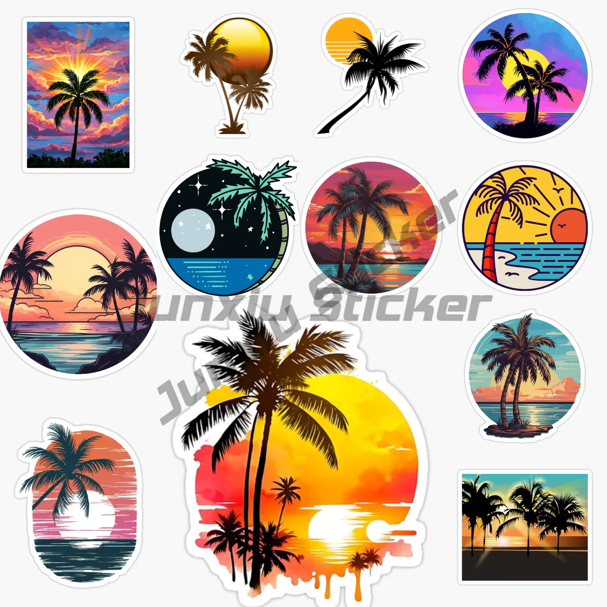 

Beach Palm Tree Car Stickers Refrigerator Fine Decal Motorcycle Surfboard Laptop Helmet Decor Wall Vinyl Self-adhesive PVC Decal