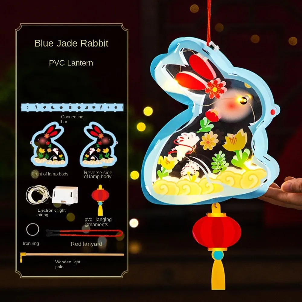 Farolillo de PVC para el Festival del Medio Otoño, Manualidades Chinas, Farolillo de Conejo para el Festival del Medio Otoño, Luz Festiva Hecha a Mano