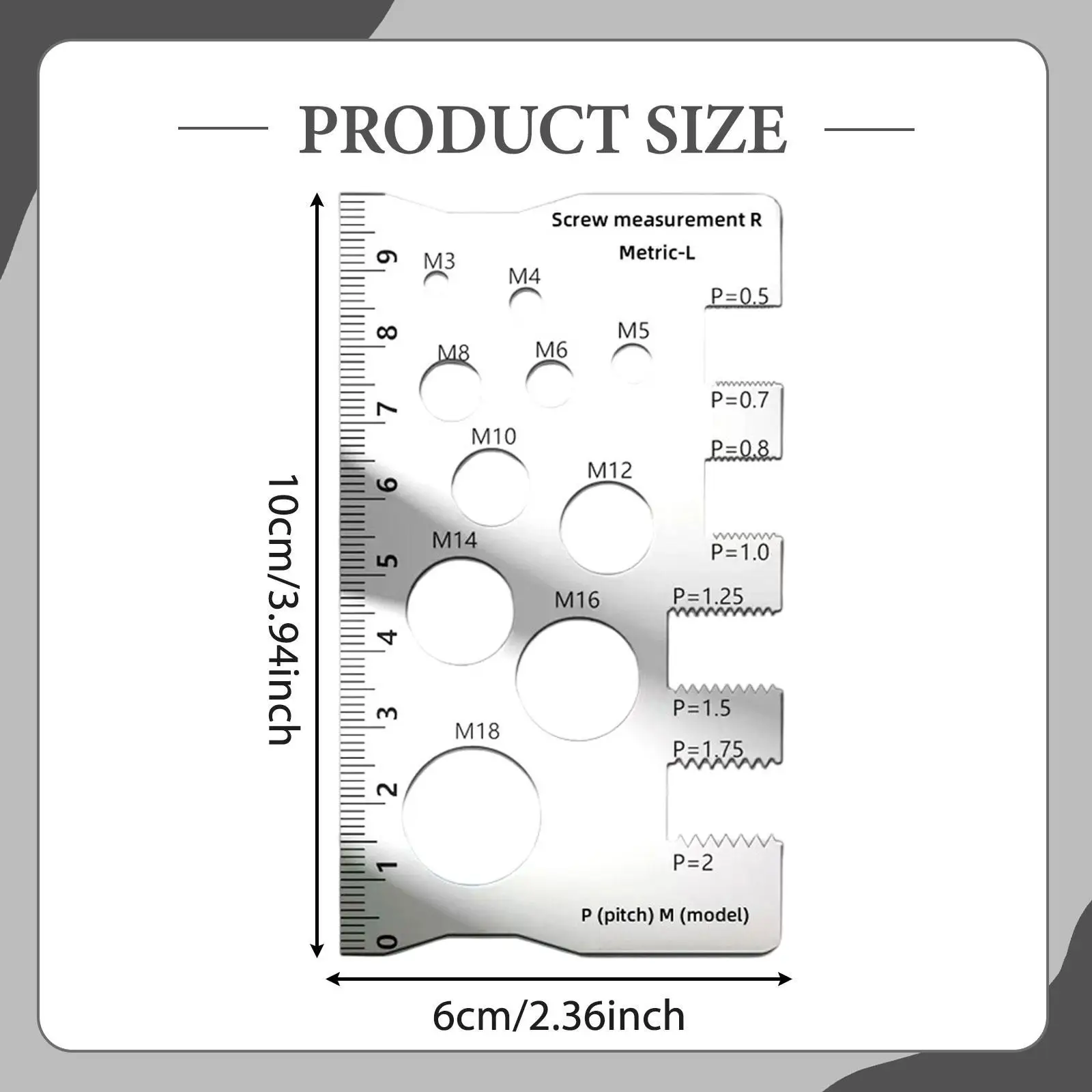 Nut and Bolt Thread Checker Screw Identifier Gauge Board Sizing Tool Screw Size Chart Auto Repairers Stainless Steel Portable