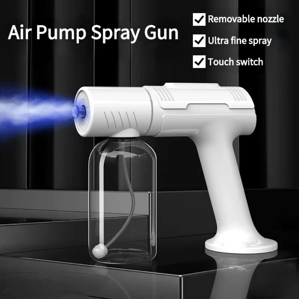 Pistola de desinfecção sem fio Nano atomização, luz azul recarregável, spray de vapor, umidificador portátil, pulverizador desinfetante