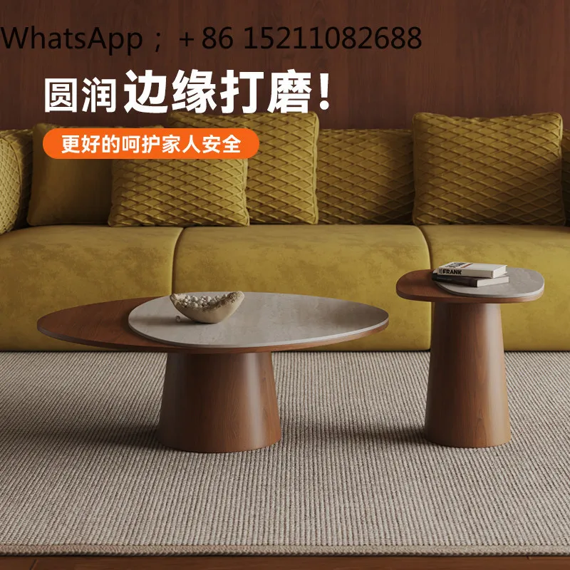 SCY small apartment round coffee table cave stone rock slab coffee table living room household round small table combination