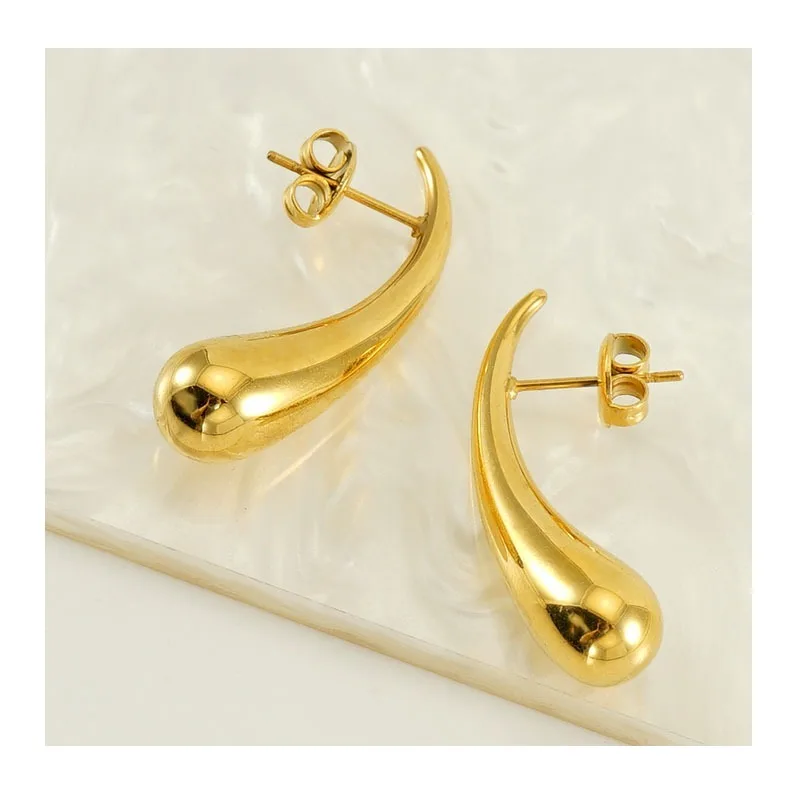 

New Stainless Steel Simple Long Water Drop Earrings Fashionable Versatile Stud Earrings Personalized Earrings Women