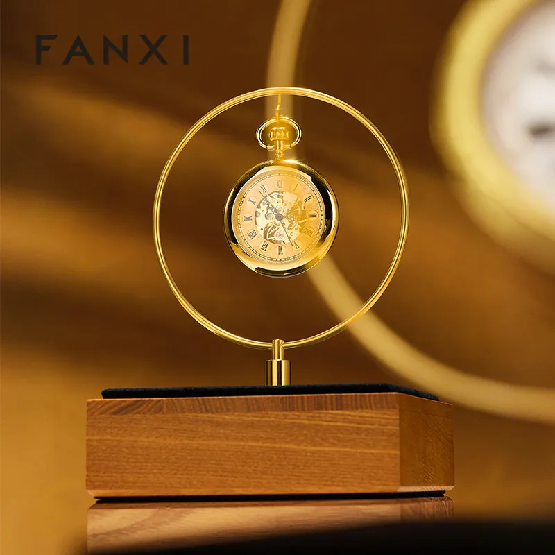 Solid wood pocket watch display rack, metal microfiber pocket watch storage bracket, counter, Chinese style placement rack