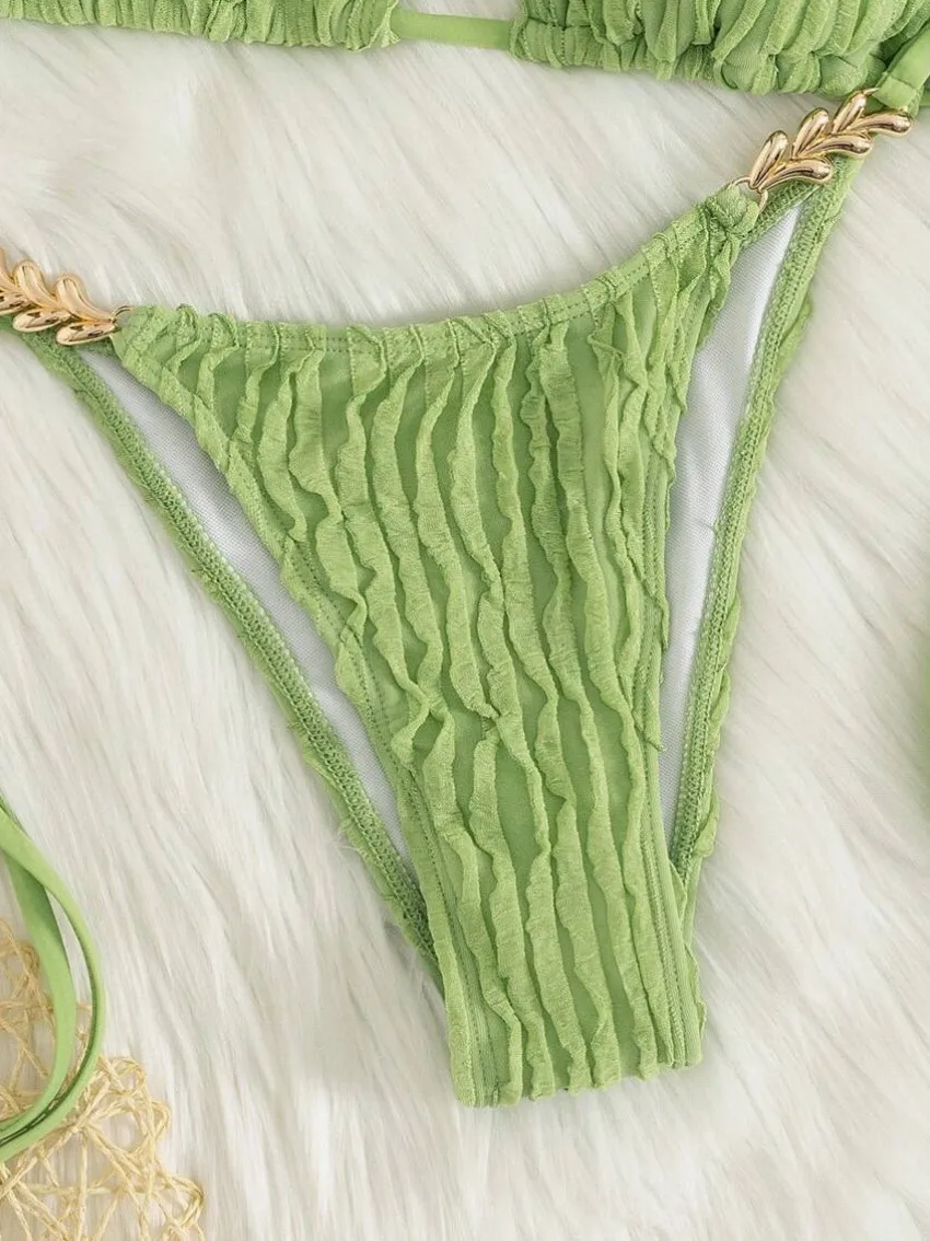 مثير الأخضر مضلع عادي البيكينيات الصغيرة مجموعات قطعتين الرسن التعادل المايوه بحر المايوه ملابس السباحة biquini Tankini