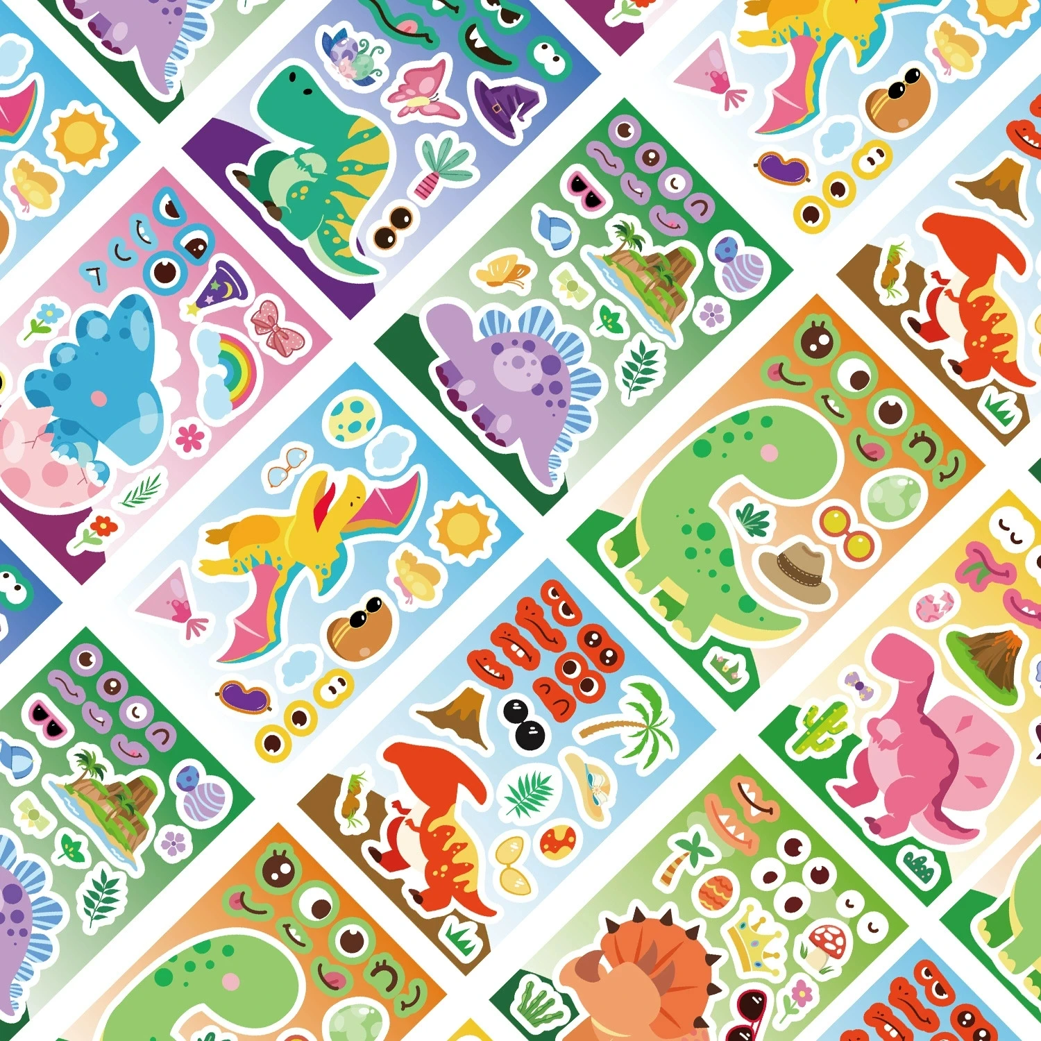 8CPS Mudança de rosto de desenho animado Faça um rosto DIY Adesivo decorativo de papelaria para caderno de telefone