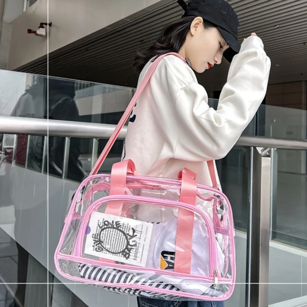 

The Water-sprinkling Festival Transparent Beach Bag Portable Foldable Clothing Organizing Bag Waterproof Large Capacity Handbags