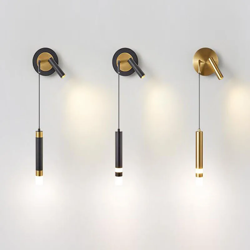 

Modern Wall Lamp Nordic Creative Bedside Reading Lamp Indoor Study Adjustable Lighting Sconces Home Decor Pull Switch Wall Light
