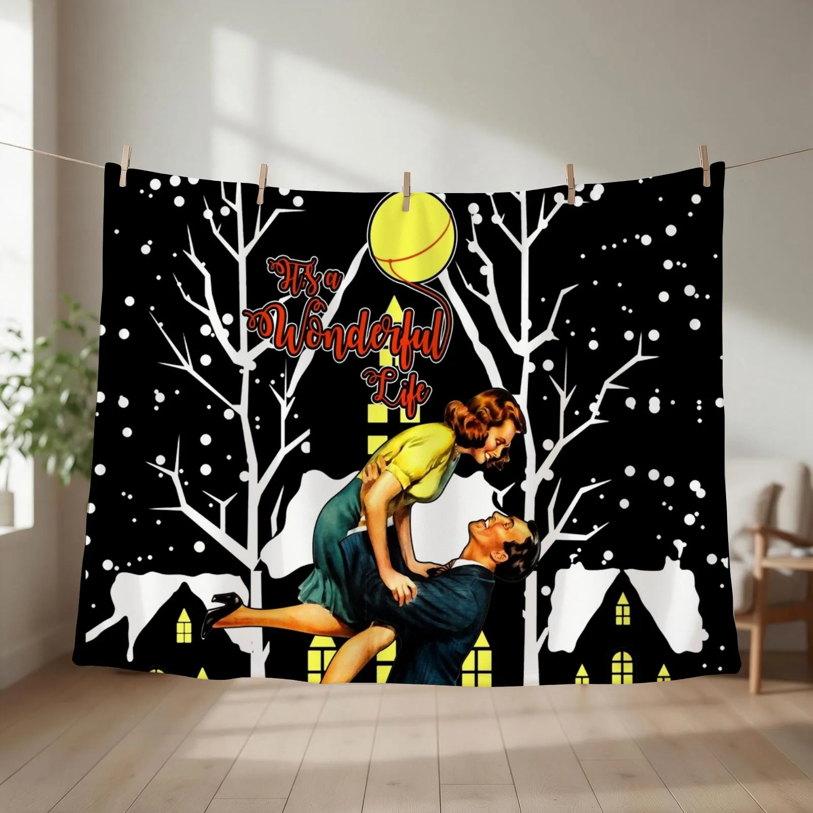 It's A Wonderful Life - Christmas Movie Every Time A Bell Rings Vintage Gift Throw Blanket