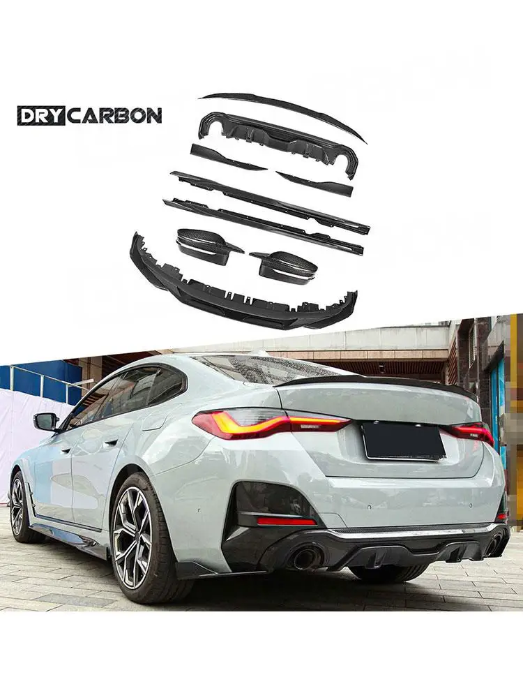 

Автомобильные аксессуары для BMW 4 серии G26 M Sport Sedan 2020+ Сухое углеродное волокно Передняя губа Задний диффузор Задние сплиттеры Боковые юбки