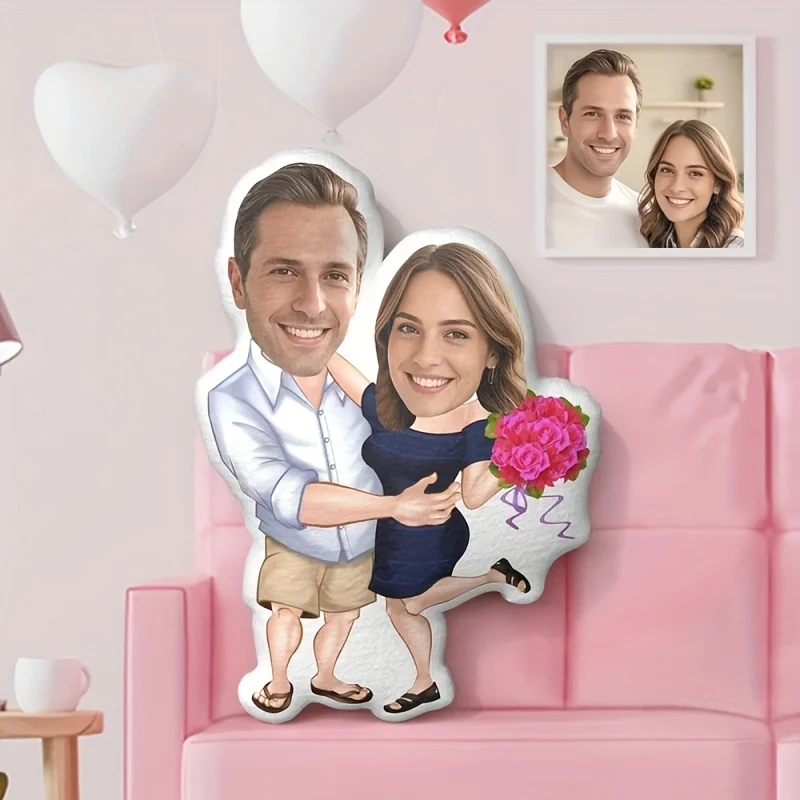 A Customizable Photo Couple's Hug Pillow, Mini Pillow, Anniversary Gift, Birthday Gift, Creative Pillow