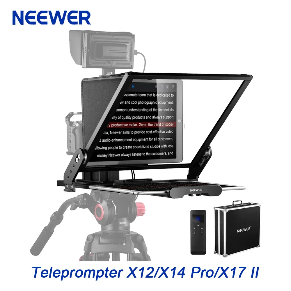 NEEWER Remote Teleprompter X12/X14 Pro/X17 II Compatible with iPad iPad Pro iPad Air Galaxy Tab Xiaomi Huawei Lenovo