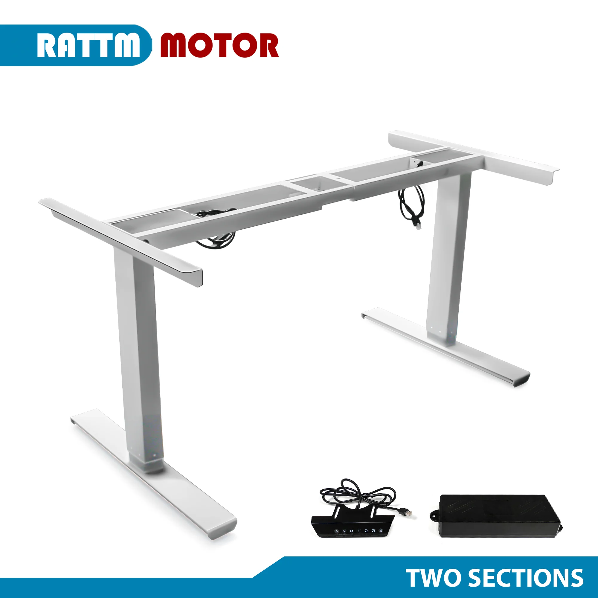 【EU】Adjustable Standing Desk Electric Lifting Table Dual Motors 2/3-Stages Electric Standing Frame Desk Stand for Office Study