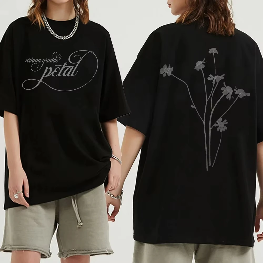 Ariana Grande Petal T-shirt, Summer Fashion Trendy Short-Sleeve Hip Hop Round Neck Casual Shirt, Pure Cotton Couple Streetwear