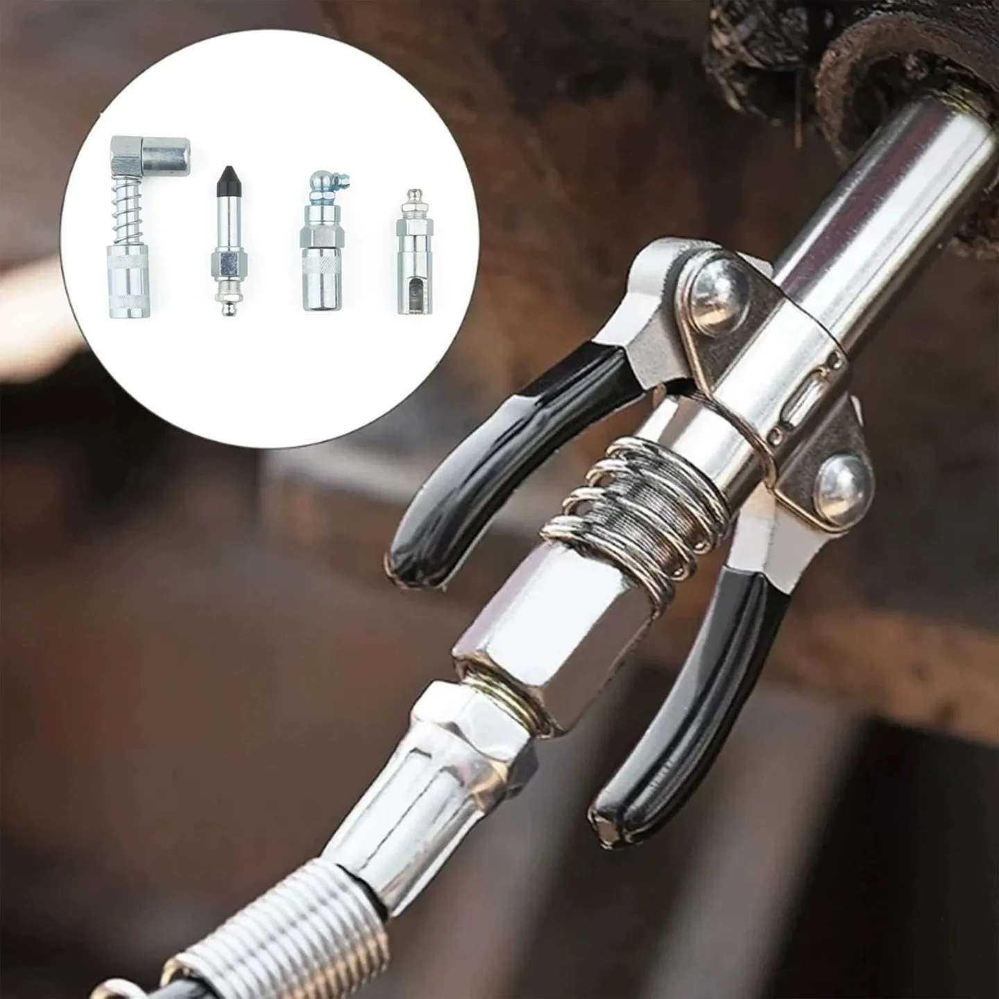 Upgraded Grease Gun Needle Nozzle Kit Narrow Needle Dispenser Rubber Nipple Adapter 1/8