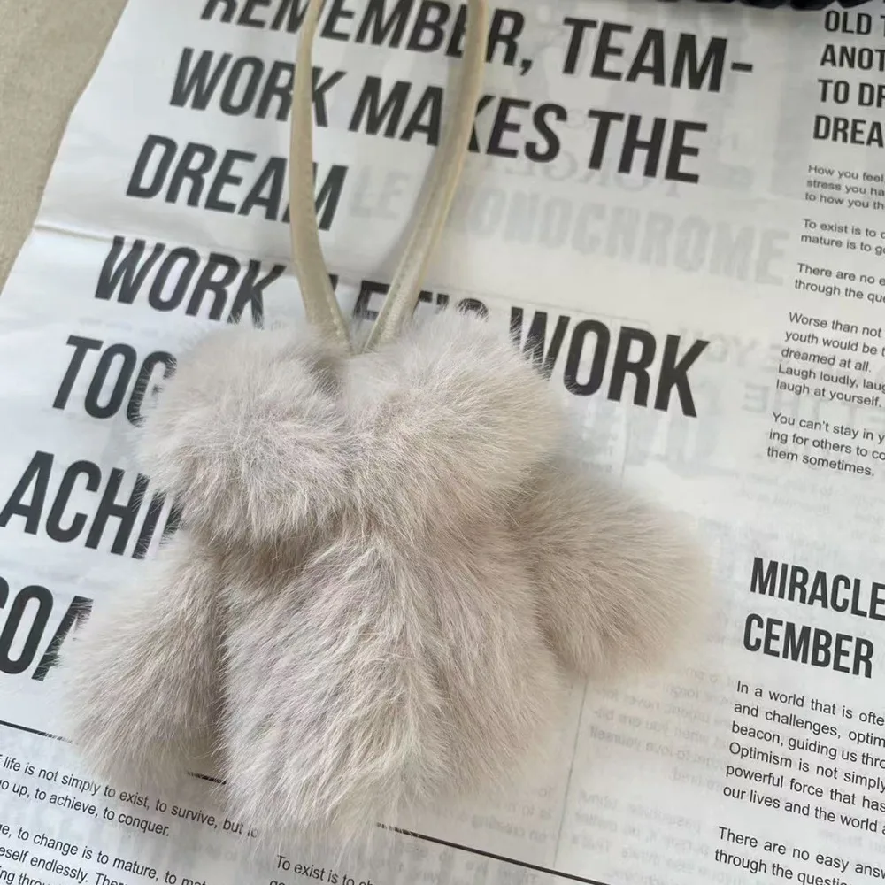 لطيف فو الأرنب الفراء حقيبة سحر الملابس شكل لينة شنقا زخرفة حقيبة الظهر الديكور على ظهره شنقا #1