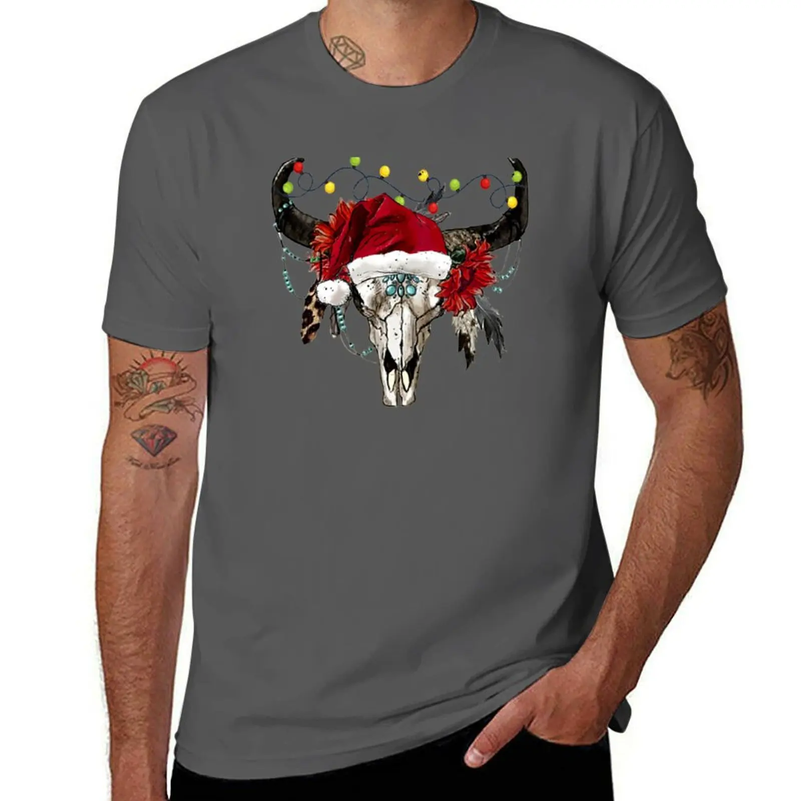 Christmas Vintage Western Bull T-Shirt T-shirts man oversizeds anime clothes funny t shirts men