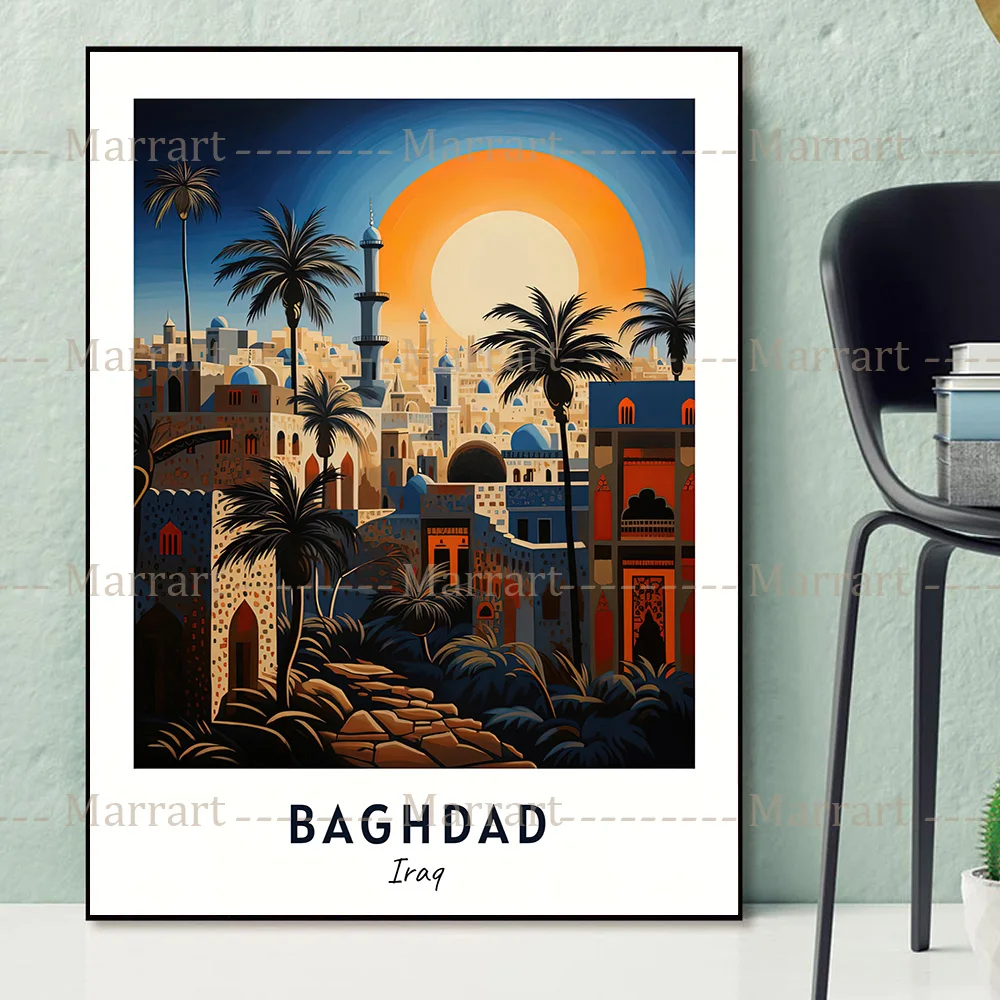 Iraq And Iran Travel Gift,Wall Art Print,Baghdad,Tehran,Shiraz City Poster, Canvas Painting, For Living Room Decoration,Unframed