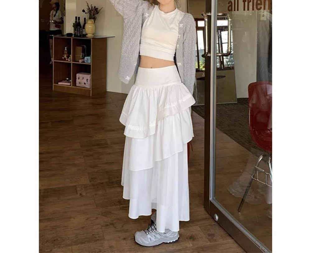 High Street Spicy Girl Style Half Skirt Looks Slim, High Waist Drooping, Mid Length Skirt for Women