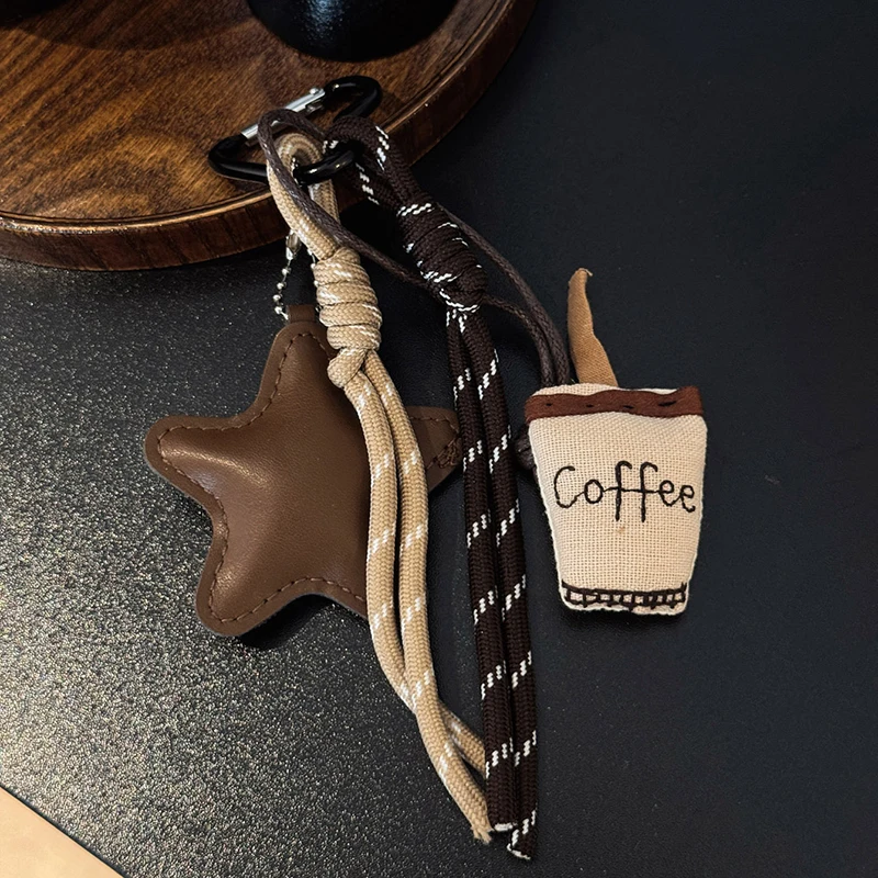 Best-selling Coffee Five-pointed Star Pendant Key Chain Bag Ornaments Advanced Coffee Color Bag Hanging