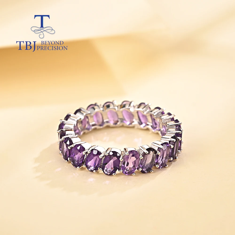 Natural amethyst gemstone Simp - Birthstone Ring Set 评论和价格