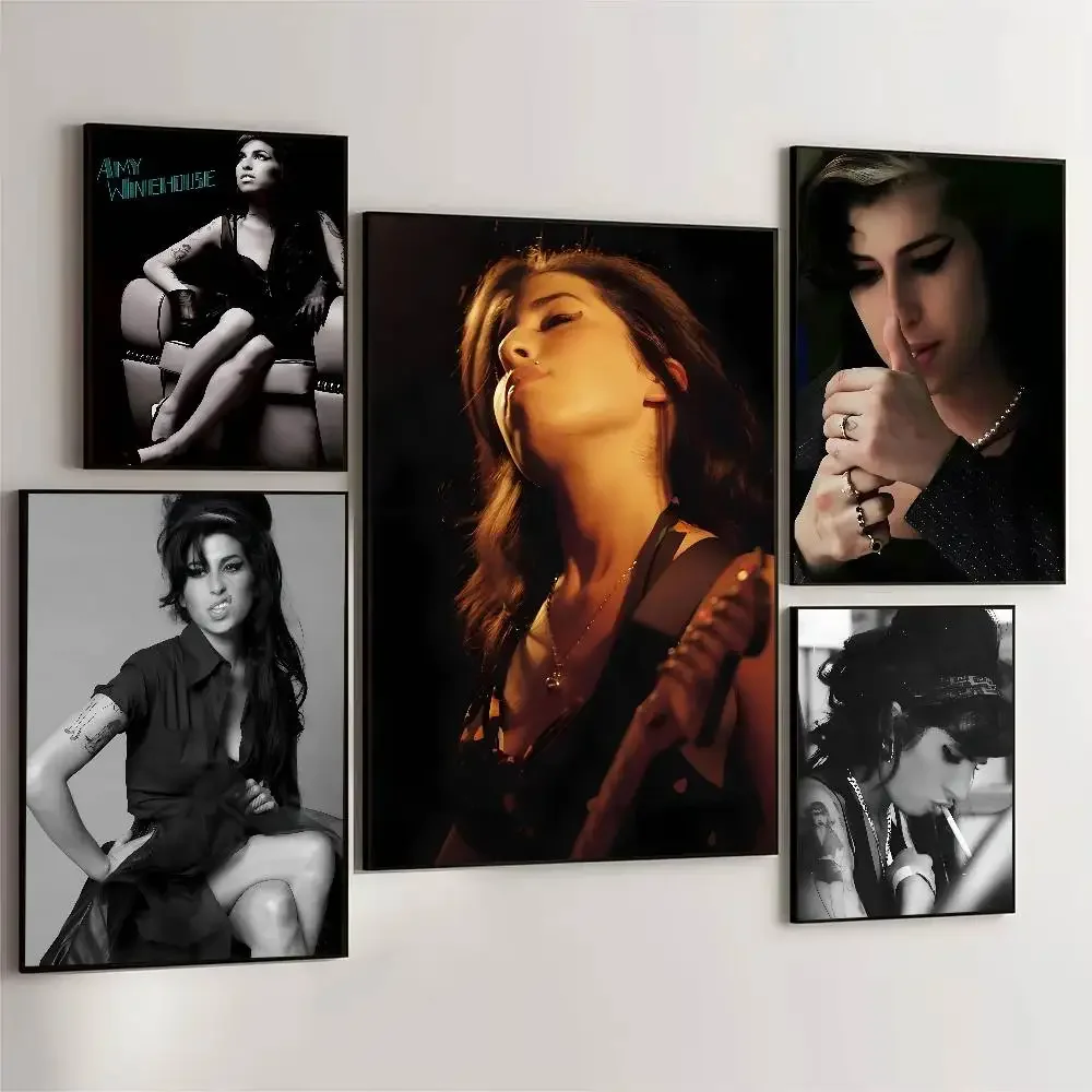 المغني الموسيقى الشهيرة ايمي واينهاوس الفيلم الكلاسيكي المشارك ذاتية اللصق الفن ورق مقاوم للماء ملصق جدار ديكور الغرفة