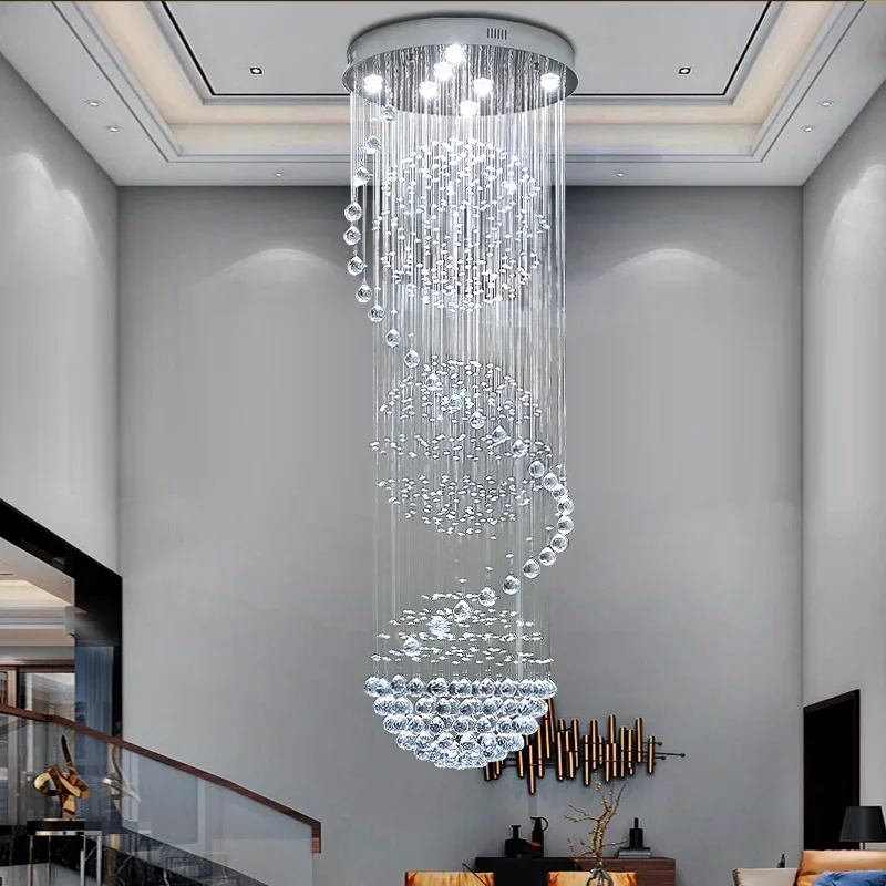 Imagem -02 - Espiral Led Bola Lustre Luminária de Teto Moderno Espetacular Gota de Chuva Sala Hotel Corredor Foyer k9 2024