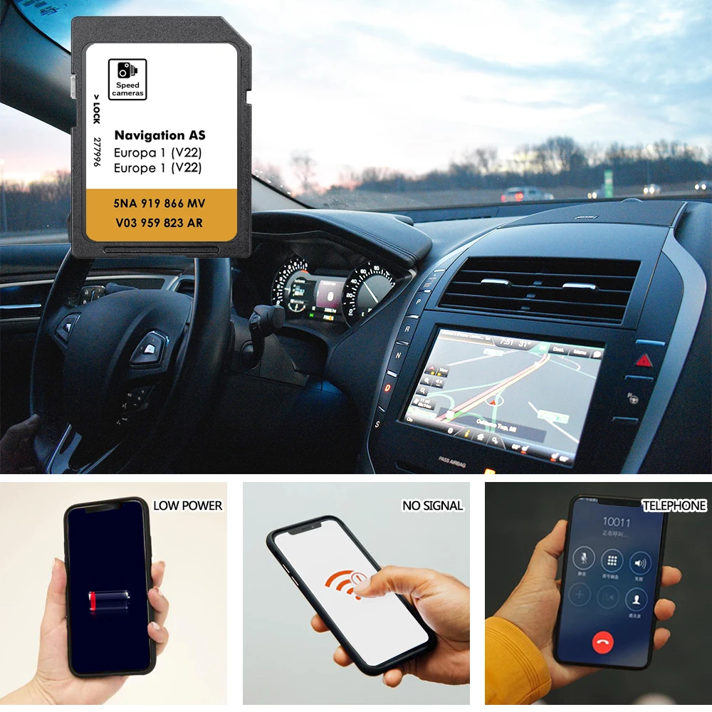 ใหม่สําหรับ VW ค้นพบ Media Navigation AS V20 แผนที่ UK ยุโรป 2025 Sat Nav SD การ์ด 32GB