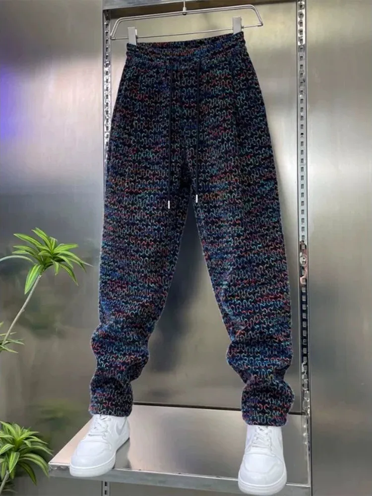 

Thiened Warm Casual Pants for Men And Women Loose Fit with Dstring Floral Embroidery Leisure Trousers Spring 2026 New Sle