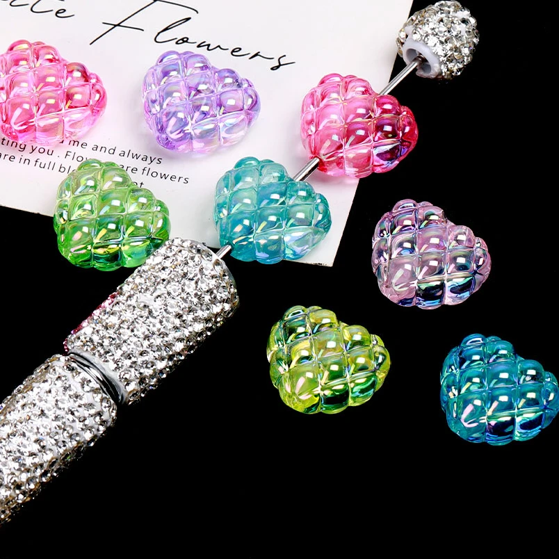 10 stücke Zufällig AB Farbe Konfrontiert Erdbeere Herz Form Spacer Perlen Für Schmuck Machen DIY Armband Schlüsselbund Schmuck Zubehör