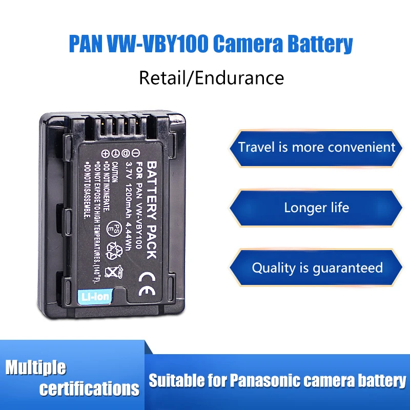 VW-VBY100 battery for Panasonic camcorder HC-V130 V160 V520 V770 VBL090