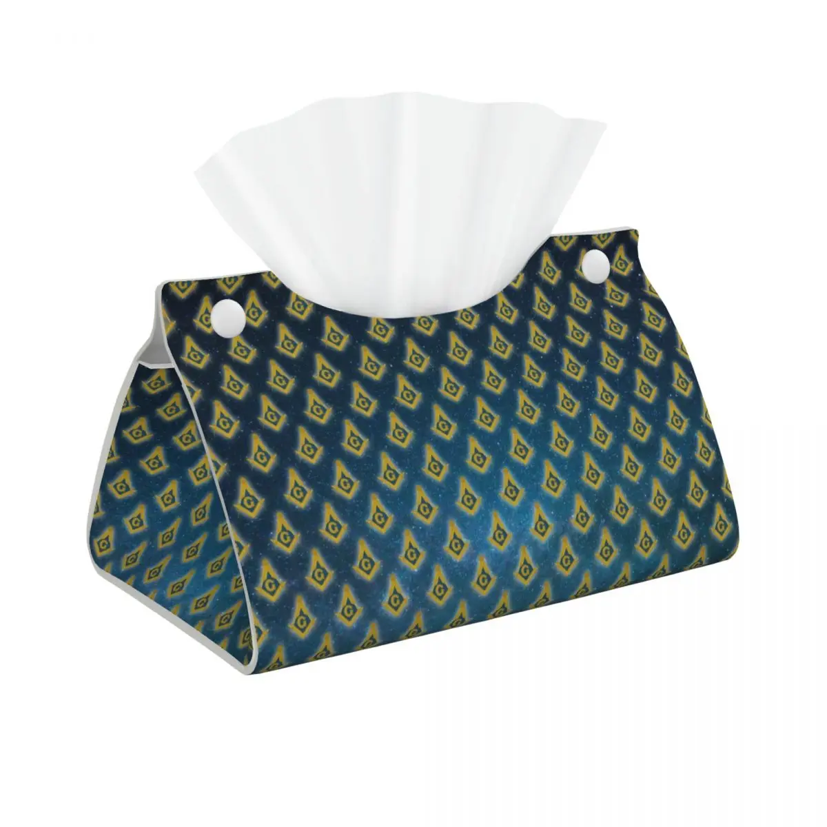 Custom Freemasonry Pattern Tissue Box Cover PU Leather Rectangular Starry Sky Facial Tissues Holder for Office