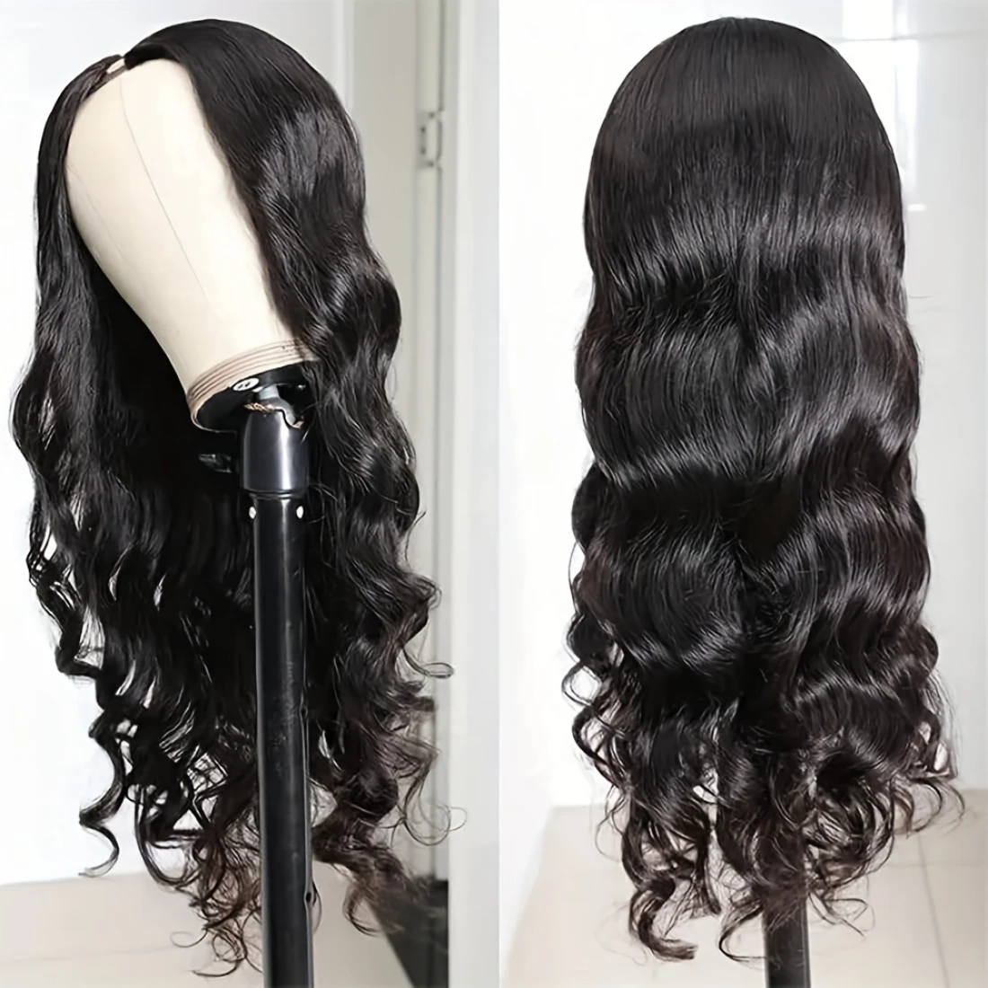 V Part Wig Body Wave Human Hair Wig For Women Brazilian Glueless 12-30 Inches Wavy Straight Wave Wig Natural Black Ready To Wear