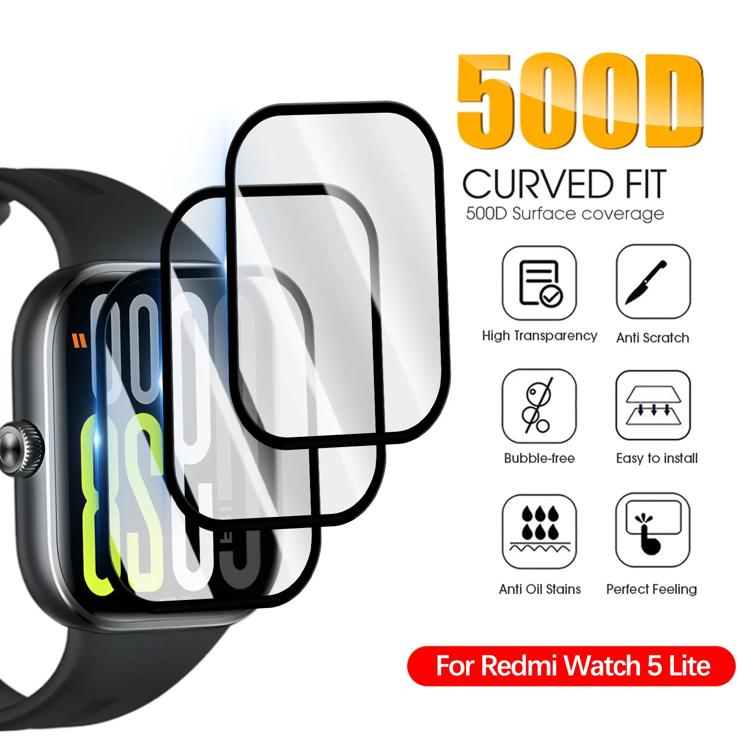 1-10PCS 3D Curved Clear Screen Protector For Redmi Watch 5/5 Lite Watch Soft Films Not Glass Full Curved For Redmi Watch 5 Lite