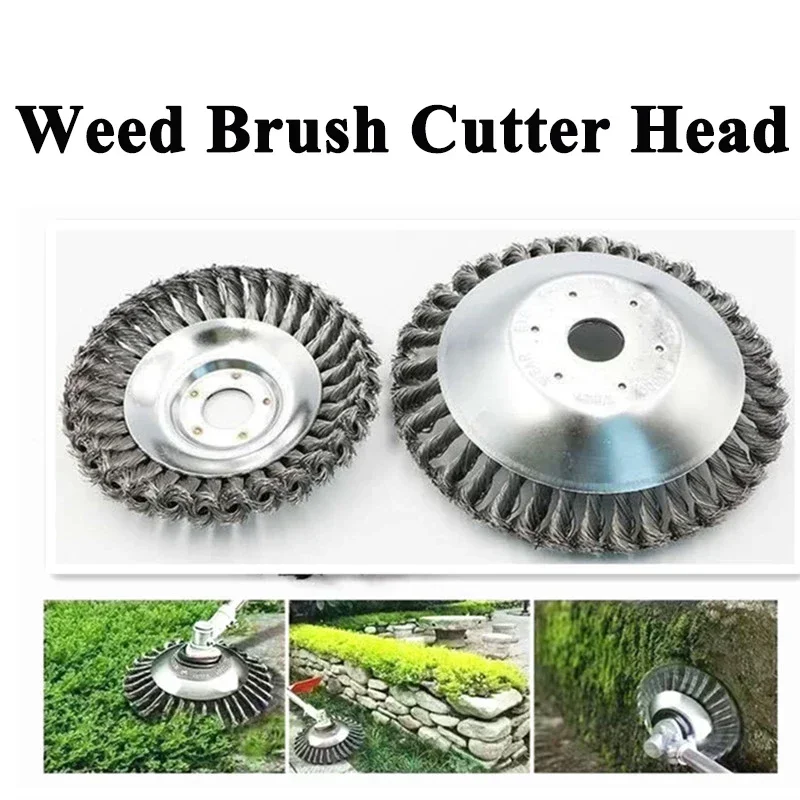 Weed Brush Cutter Head Steel Wire Wheel Brush  Lawn Mower Universal Grass Trimmer Head Garden Trimmer Head for Park Household