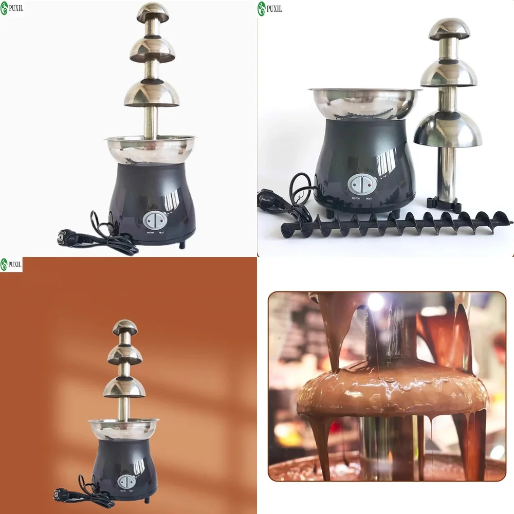 200W Small Stainless Steel Chocolate Fountain Machine for Commercial Use 3 Layer Chocolate Melting Fountain for Birthday