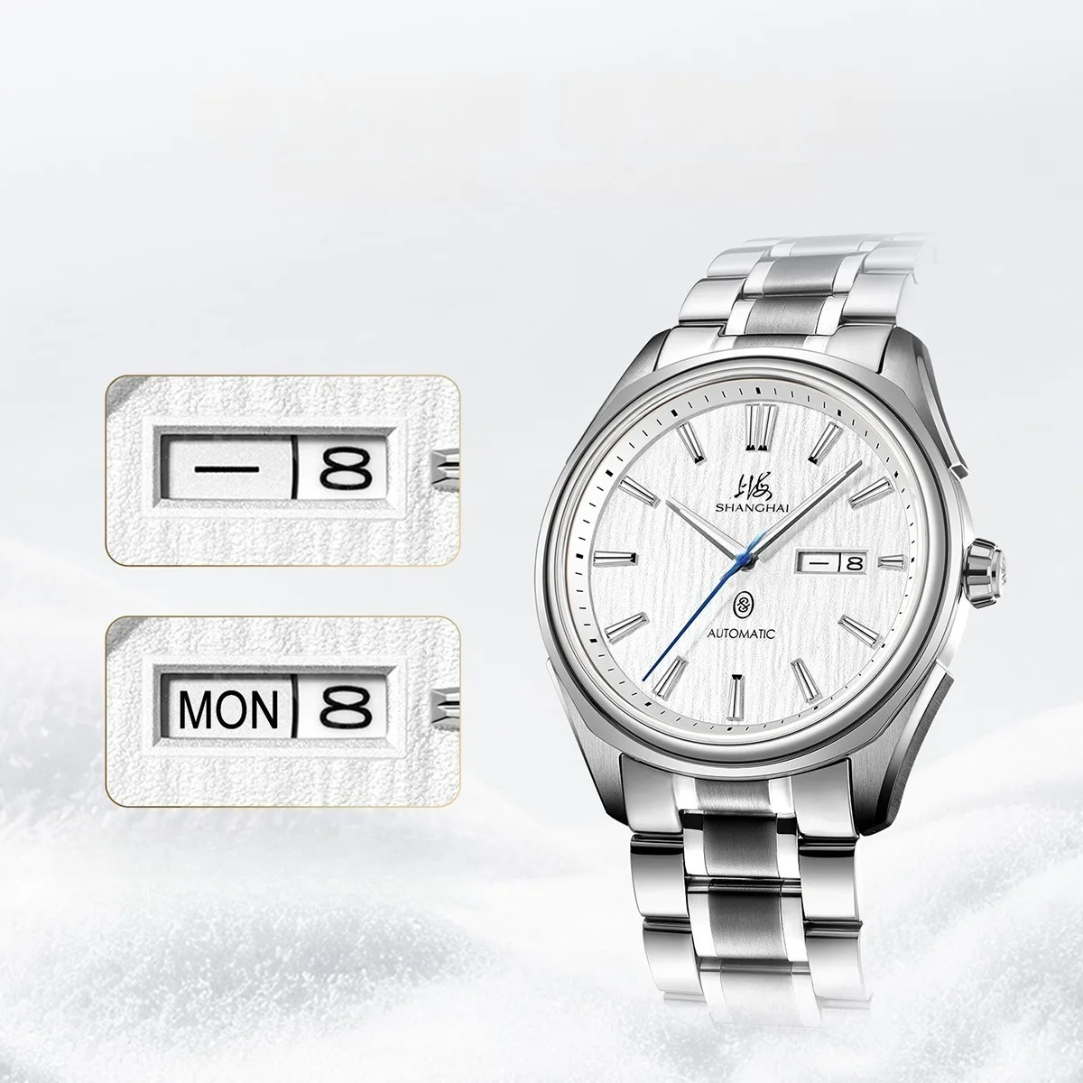 Shanghai Watch Men's Dress Automatic Watches 41mm Calendar 50M Waterproof Mechanical Wristwatch 316L Stainless Steel Clock SH009 - view 3