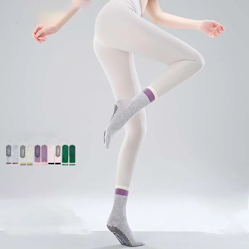 

Носки для йоги, женские хлопковые силиконовые нескользящие носки в горошек, спортивные носки для танцев, фитнеса, тренировок, носки для пилатеса