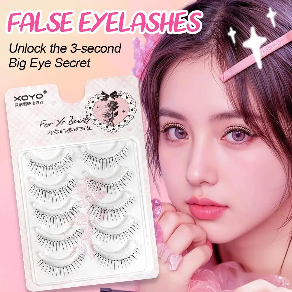 Korean U-shaped False Eyelashes Idol Girl Group Lashes Makeup 5 Pairs Natural One-piece Eyelash Stickers For Women O8M3