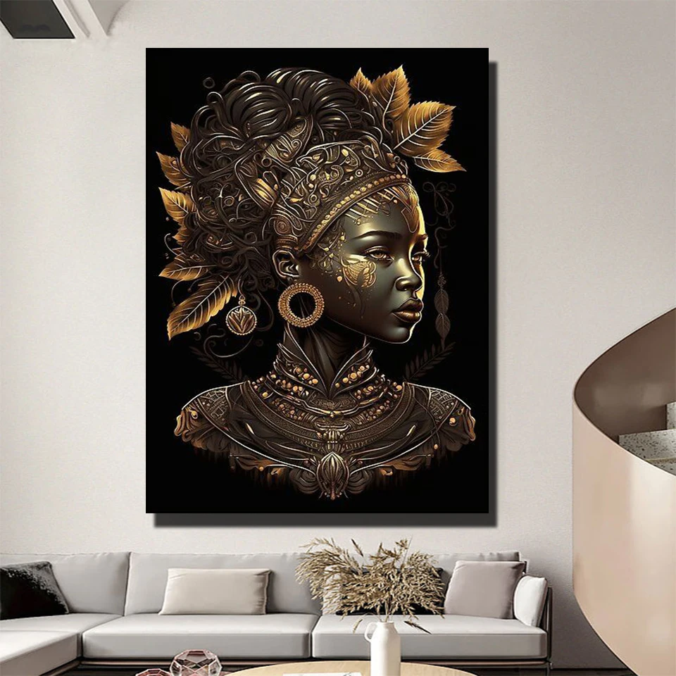 Fantasy Beautiful Black African Woman Diamond Painting New 2023, Full Diamond Mosaic Picture 5D Diy Cross Stitch Kits Home Decor